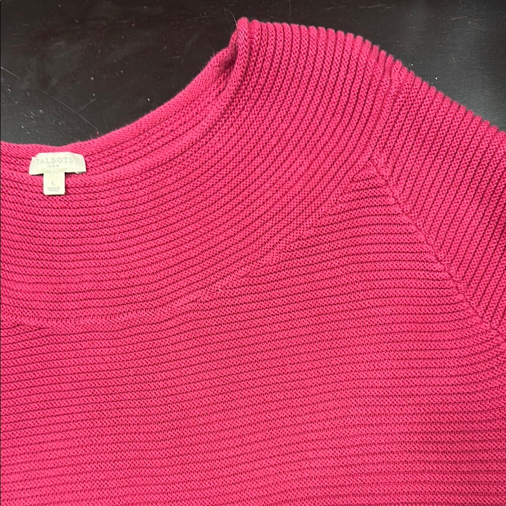 Talbots Pink Crew Neck Sweater with Ribbed Texture - Picture 3 of 3